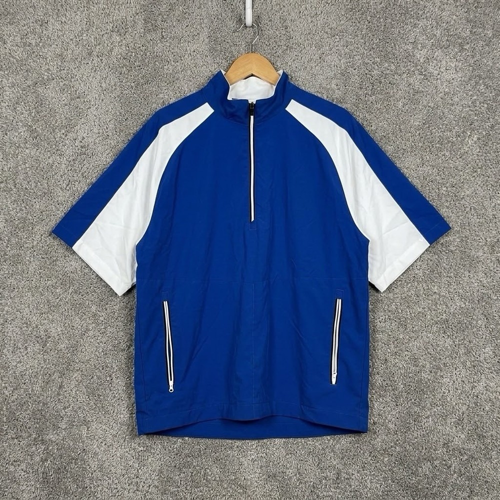 Footjoy DryJoys Short Sleeve Golf Rain Jacket 1/2 Zipper Pockets Men's Large